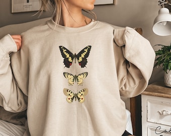 Sweat-shirt papillon cottage, papillon de nuit esthétique, amoureux de la nature, sweat-shirt en noyau forestier, cadeau pour elle, papillon de nuit, papillon vintage