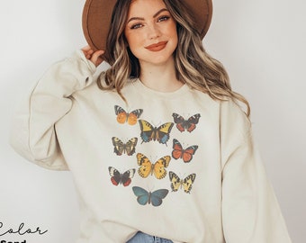 Butterfly Sweatshirt,  Womens Spring Sweater, Boho Style , Gift for Women, Spring Butterfly, Moth Sweater, Bug Sweatshirt