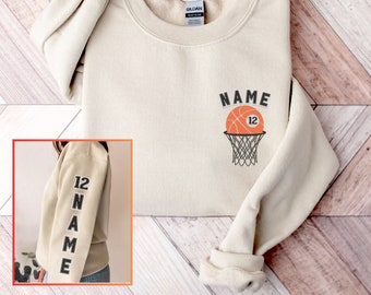 Sudadera personalizada de mamá de baloncesto, sudadera de baloncesto personalizada, camiseta de baloncesto con su nombre, estampado de manga de baloncesto de su equipo