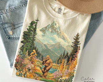 Big Foot Retro Nature Sweatshirt, Big Foot Shirt, 90s Nature Outfit Crewneck, Americana Nostalgia, Spring Flower T-shirt