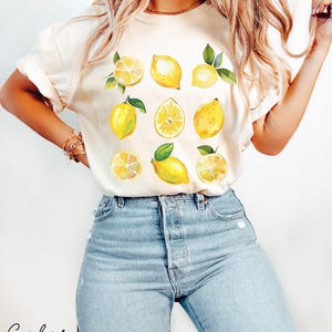 Vintage Lemons Tshirt, Comfort Colors Summer Lemon Shirt, Cottagecore Citrus Shirt, Lemon Print Tshirt, Fruit Shirt, Gift For Her image 2