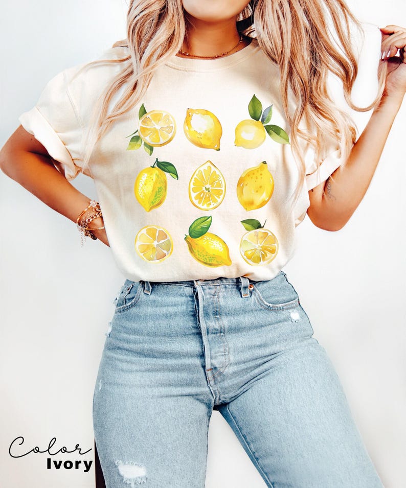 Vintage Lemons Tshirt, Comfort Colors Summer Lemon Shirt, Cottagecore Citrus Shirt, Lemon Print Tshirt, Fruit Shirt, Gift For Her image 2