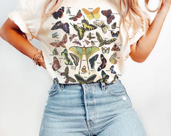 Vintage Butterfly and Moth T-Shirt, Cottagecore Aesthetic Comfort Colors® Shirt, Cottage Core Shirt, Cottagecore Shirt, Aesthetic Tshirt