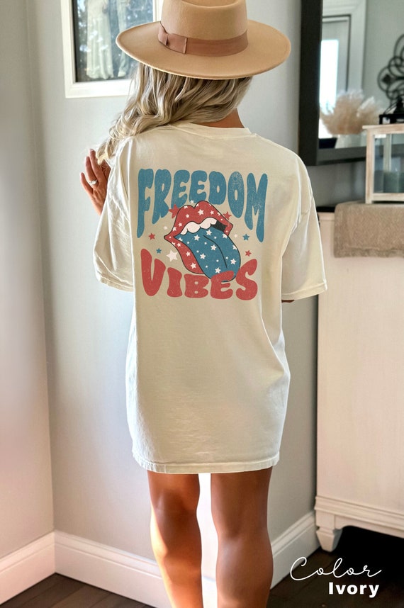 Freedom Vibes Shirt, Comfort Colors® Retro Star USA Graphic Tee, Comfort Colors 4th of July Graphic Tee, Star American Graphic Tee,