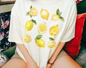 Vintage Lemons Tshirt, Comfort Colors Summer Lemon Shirt, Cottagecore Citrus Shirt, Lemon Print Tshirt, Fruit Shirt, Gift For Her