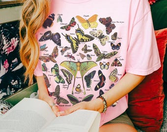 Vintage Butterfly and Moth T-Shirt, Cottagecore Aesthetic Comfort Colors® Shirt, Cottage Core Shirt, Cottagecore Shirt, Aesthetic Tshirt
