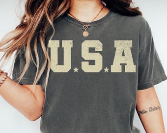 Koszulka damska USA, Koszulka z okazji 4 lipca, Koszulka z okazji Dnia Niepodległości, Koszulka z okazji 4 lipca, Koszulka z okazji Dnia Pamięci, Koszulka patriotyczna, Koszulka retro patriotyczna,