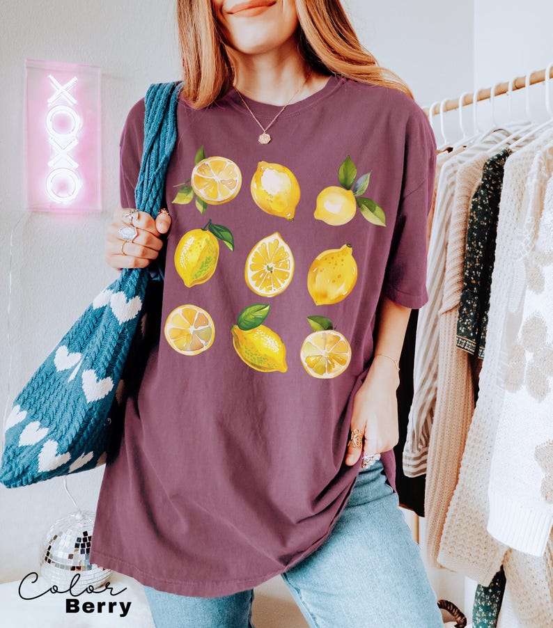 Vintage Lemons Tshirt, Comfort Colors Summer Lemon Shirt, Cottagecore Citrus Shirt, Lemon Print Tshirt, Fruit Shirt, Gift For Her image 5