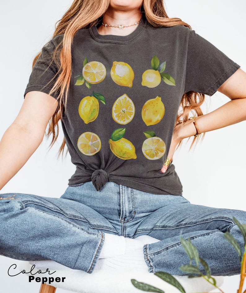 Vintage Lemons Tshirt, Comfort Colors Summer Lemon Shirt, Cottagecore Citrus Shirt, Lemon Print Tshirt, Fruit Shirt, Gift For Her image 7