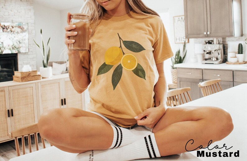 Vintage Lemons Tshirt, Comfort Colors Summer Lemon Shirt, Cottagecore Citrus Shirt, Lemon Print Tshirt, Fruit Shirt, Gift For Her image 5