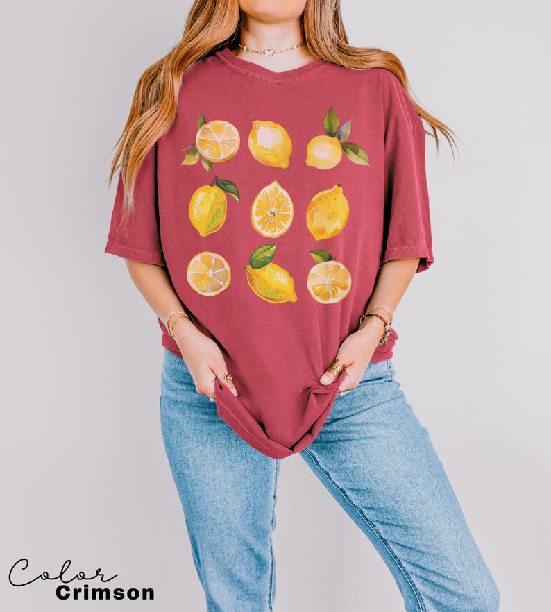 Vintage Lemons Tshirt, Comfort Colors Summer Lemon Shirt, Cottagecore Citrus Shirt, Lemon Print Tshirt, Fruit Shirt, Gift For Her image 9