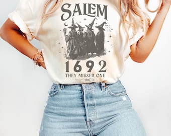 Salem Witch Shirt 1692 They Missed One Halloween Gift TShirt Massachusetts Witch Trials Tee Shirt Spooky Season Gift for Her