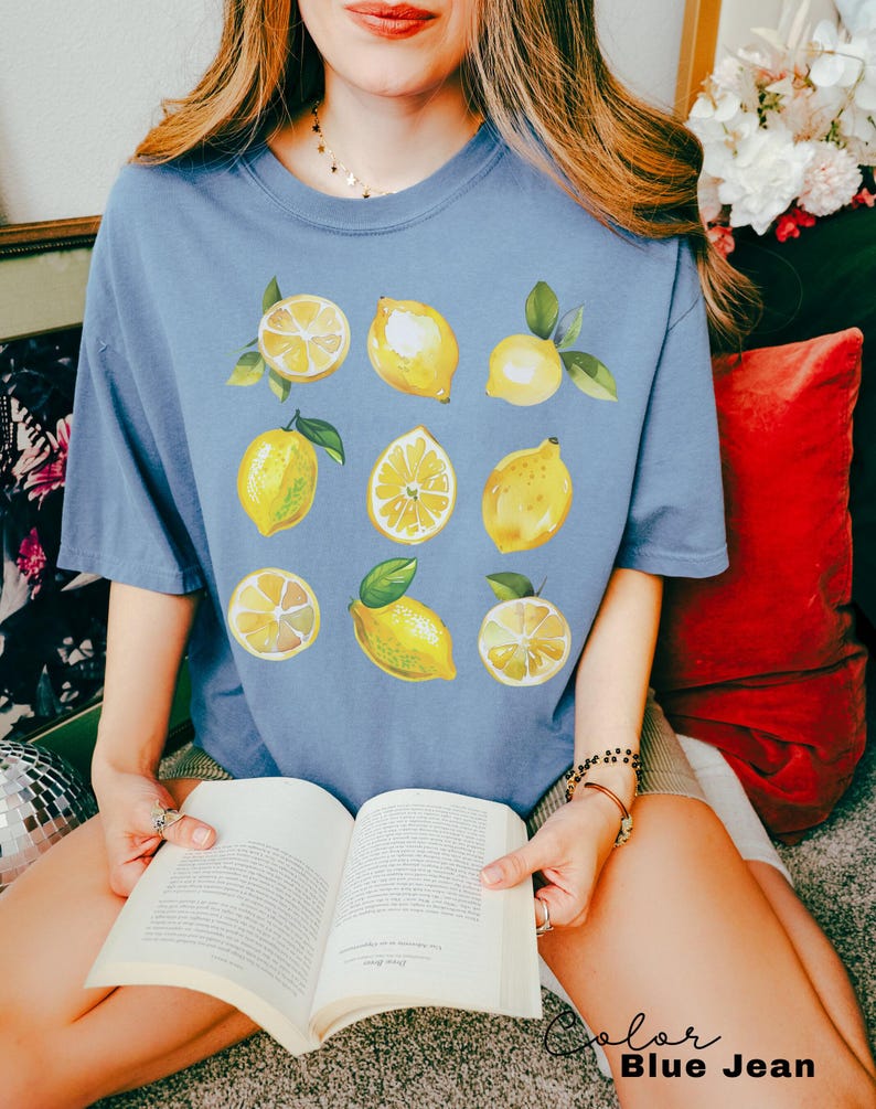 Vintage Lemons Tshirt, Comfort Colors Summer Lemon Shirt, Cottagecore Citrus Shirt, Lemon Print Tshirt, Fruit Shirt, Gift For Her image 6