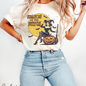 Season of the Witch Shirt Funny Vintage Halloween Tshirt Cute Retro Horror Social Club Tee Fall Party Trendy Spooky Clothing Comfort Colors