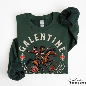 Galentine Gang Shirt, Comfort Colors Valentine Besties, Galentines Gift for Friend, Matching Valentines Day Group Sweatshirt, Cowgirls Forest Green
