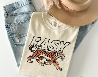 Chemise tigre facile, chemise bohème hippie rétro, chemise de style années 90, chemise aux couleurs confortables, t-shirt graphique surdimensionné d'inspiration vintage, meme drôle,