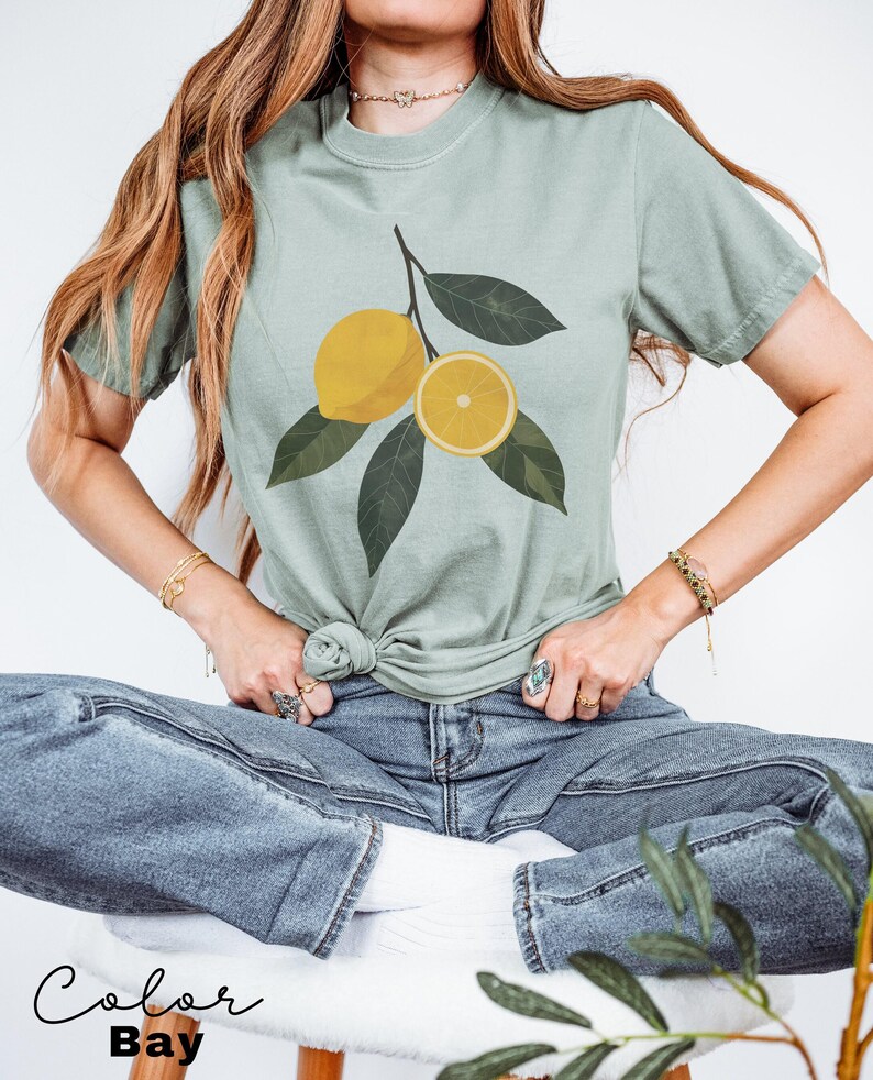 Vintage Lemons Tshirt, Comfort Colors Summer Lemon Shirt, Cottagecore Citrus Shirt, Lemon Print Tshirt, Fruit Shirt, Gift For Her image 3