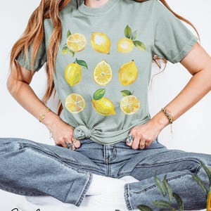 Vintage Lemons Tshirt, Comfort Colors Summer Lemon Shirt, Cottagecore Citrus Shirt, Lemon Print Tshirt, Fruit Shirt, Gift For Her image 3