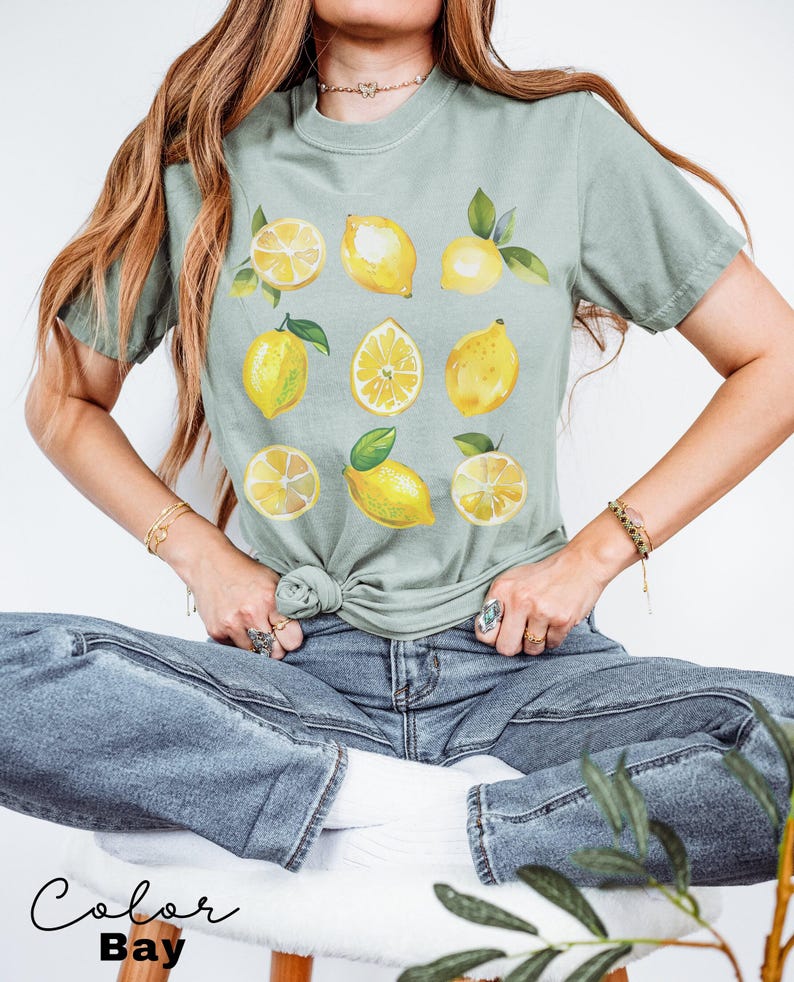 Vintage Lemons Tshirt, Comfort Colors Summer Lemon Shirt, Cottagecore Citrus Shirt, Lemon Print Tshirt, Fruit Shirt, Gift For Her image 3