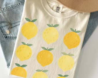 Lemon Shirt, Comfort Colors Summer, Aesthetic Summer Tee, Trendy Farmer's Market, Aesthetic Cottage Core, Gardening Gift