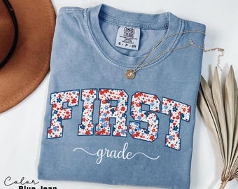 Comfort Colors First Grade Teacher Shirt, Back to School 1st Grade Tee, Teacher Appreciation Gift, Cute Elementary School T-shirt, Coquette