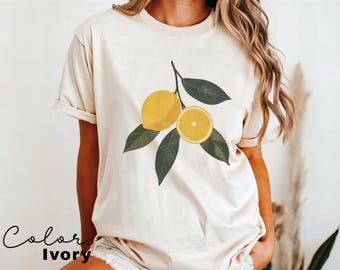 Vintage Lemons Tshirt, Comfort Colors Summer Lemon Shirt, Cottagecore Citrus Shirt, Lemon Print Tshirt, Fruit Shirt, Gift For Her