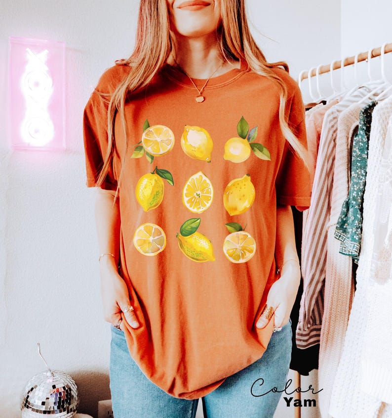 Vintage Lemons Tshirt, Comfort Colors Summer Lemon Shirt, Cottagecore Citrus Shirt, Lemon Print Tshirt, Fruit Shirt, Gift For Her image 8