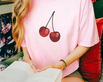 Cute Cherry Shirt,  Summer Cherry Shirt, Cottagecore Fruit Tshirt, Cherry Graphic Shirt, Botanical Garden Tshirt, Cherry Gift, Summer Tee