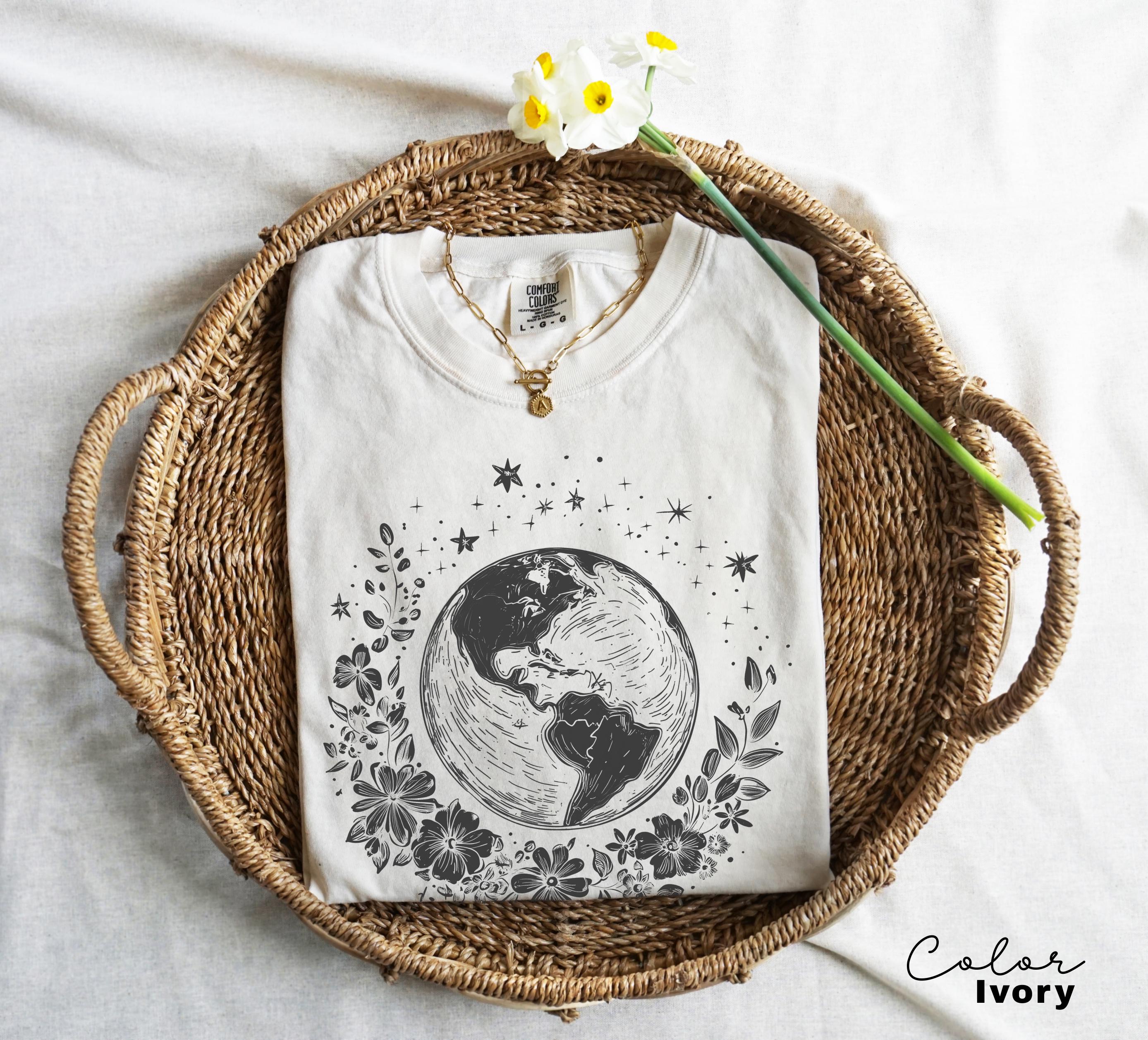 Earth Shirt, Earth Day Shirt, Nature Shirt, Celestial Shirt, Wildflower Tee, Environmental T-Shirt, Recycle Shirt, Save The Planet Shirt,