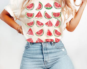 Watermelon Shirt, Summer Fruit Shirt, Cottagecore Tshirt, Garden Shirt, Summer Vacation Shirt, Beach Shirt, Tropical Summer Shirt,