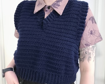 Handmade Crochet V-Neck Sweater Vest / Pullover Jumper Sweater | Cropped or Long | Custom Also Available