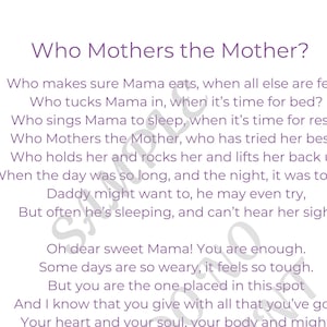 Mama Poem about Motherhood Art Print Floral Wall Hanging Printable Gift for Mothers Day Present for Mom Encouragement Poem for Mothers Love