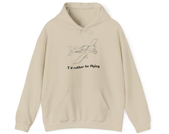 Sudadera con capucha "Prefiero estar volando", diseño de avión dibujado a mano, sudadera con capucha unisex de mezcla pesada, regalo de piloto, aviación