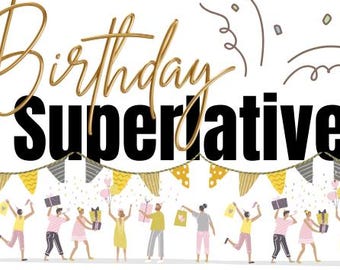 Juego de superlativos de cumpleaños / Premios imprimibles para fiestas / Actividad divertida / Juego de cumpleaños para adolescentes y adultos / Descarga instantánea