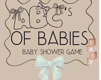 Juego del ABC de los Bebés / Imprimible para Baby Shower / Actividad para Baby Shower / Juego para Baby Shower de Género Neutral / Descarga Instantánea
