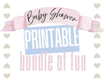 Paquete para baby shower / Juego del abecedario / Imprimible / Actividad divertida para fiestas / Descarga instantánea