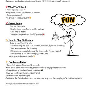 Birthday Pictionary Party Game Printable | Teen Adult Group Activity - Etsy