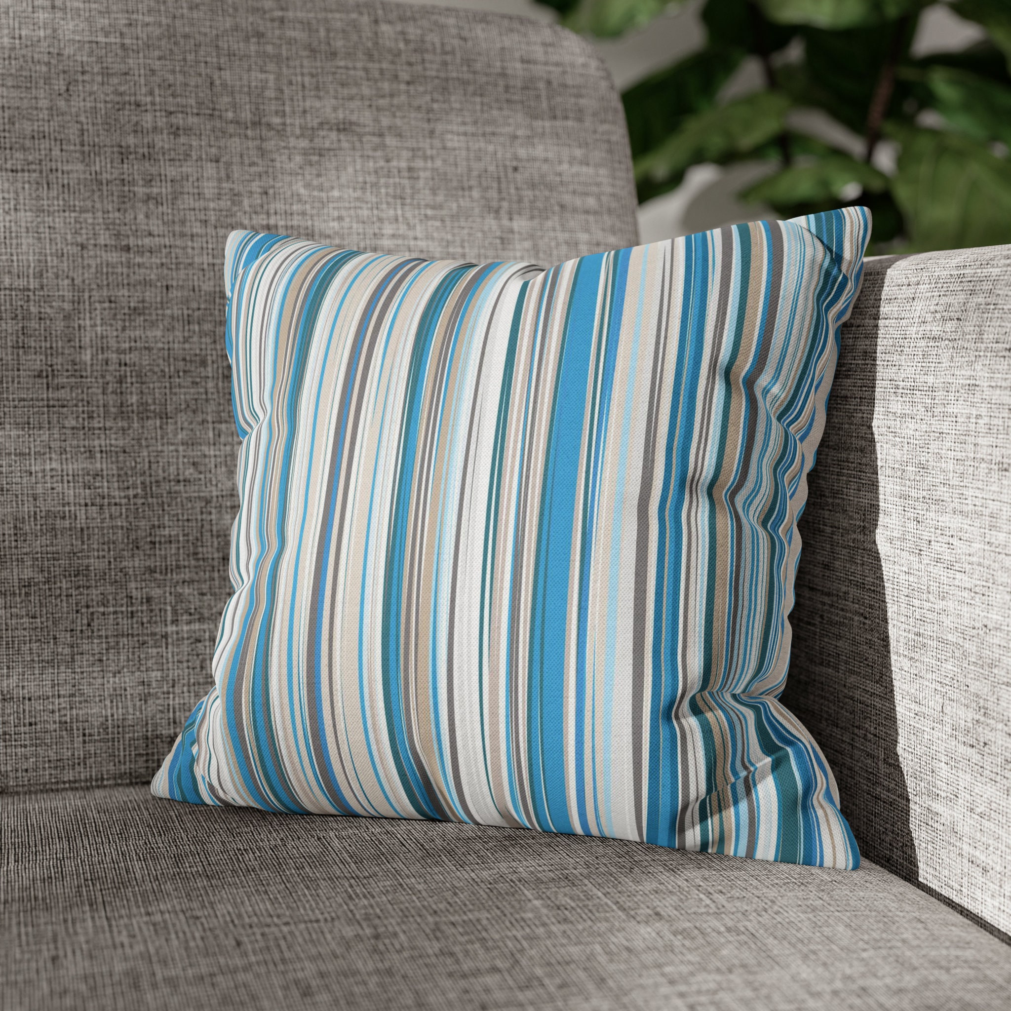 Light Blue Striped Pillow Cover Decorative Accent Pillow Case Home