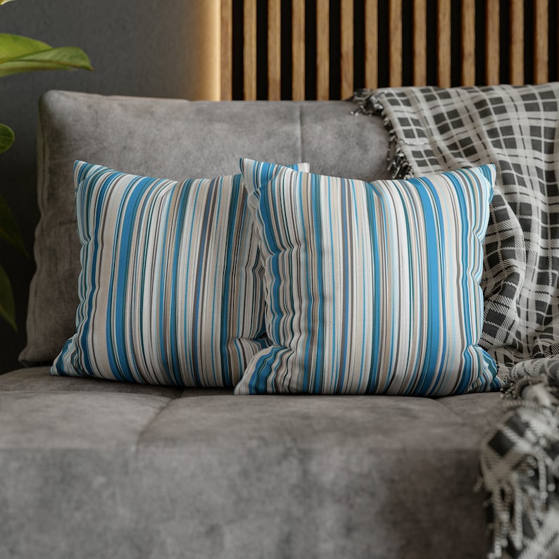 Light Blue Striped Pillow Cover Decorative Accent Pillow Case Home