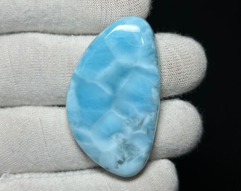 Attractive !!! Larimar Cabochon Top Qaulity Larimar Handmade Loose Gemstone For Making Jewelry 58Cts. 40X24X6}MM