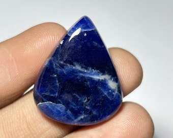 Cabochons de sodalite bleue, pierres précieuses en vrac, pierre précieuse lisse de sodalite bleue naturelle, cabochon de sodalite pour bijoux 21 carats {25x21x6 mm}