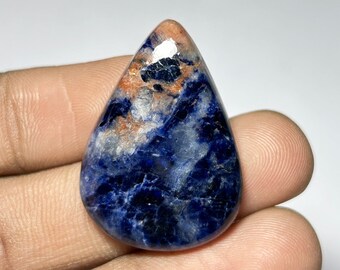 Cabochons de sodalite bleue, pierres précieuses en vrac, pierre précieuse lisse de sodalite bleue naturelle, cabochon de sodalite pour bijoux 28 carats {30x21x6 mm}