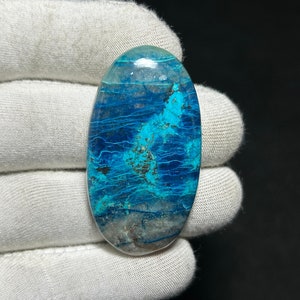 Amazing!!! 100% Natural Shattuckite with Quartz, Cabochon Loose Gemstone For Jewelry Making Supply 78Cts. {48X26X7}MM