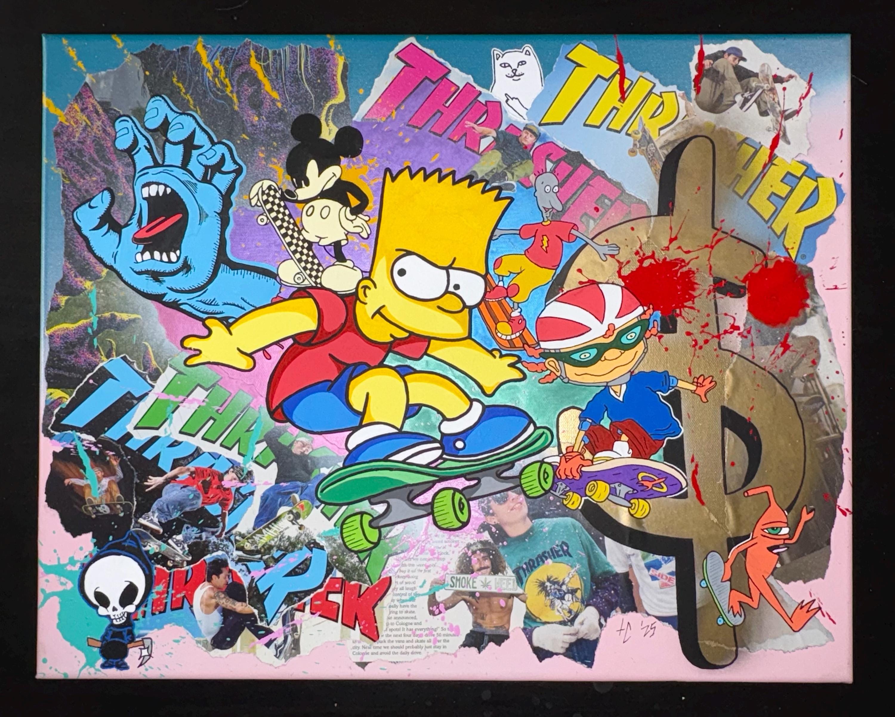 Bart Simpson and Friends Skateboard Canvas. Otto Rocket/mickey