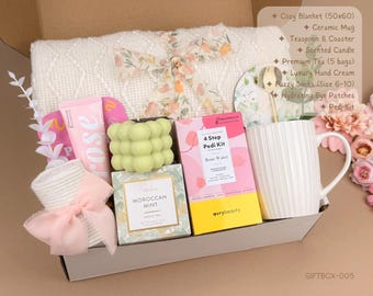 Self Care Spa Gift Box for Mom, Gift Set with Mug, Candle, Bath Set | Thinking of You Relaxation Gift, Sending a Hug Comfort Care Gift Box