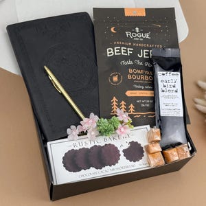 Caja de regalo para hombres, set de spa para hombres con manta, taza, cuaderno y vela, caja de regalo de autocuidado para él, caja de regalo de relajación para él. GIFTBOX-035