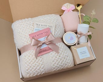 Thank you gift box for her, Self care gift box, Gift with blanket, Care package for her, Cozy gift basket, Appreciation gift, Wellness box