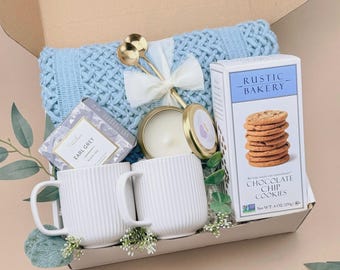 Caja de regalo romántica para parejas / Manta acogedora, té, galletas y vela / Regalo perfecto de aniversario para él o ella / Caja de regalo para una cita romántica en pareja