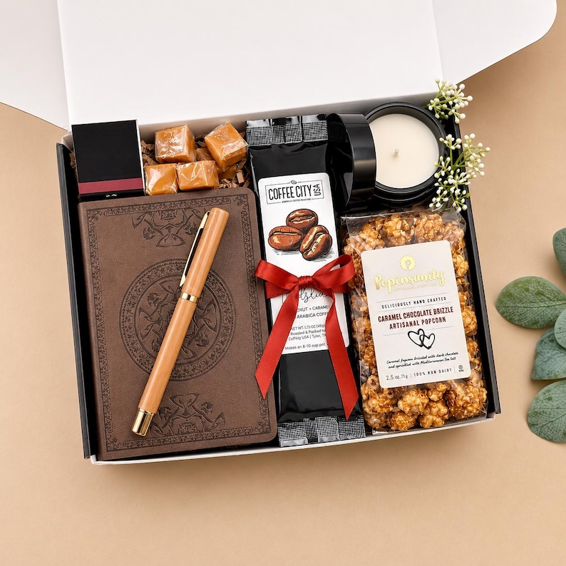 Gift Box for Men, Men’s Spa Gift Set with Blanket Mug Notebook Candle, Self Care Gift Box for Him, Relaxation Gift Box for him