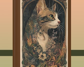 Ren Faire Cat Hardcover Journal: Floral Medieval Design